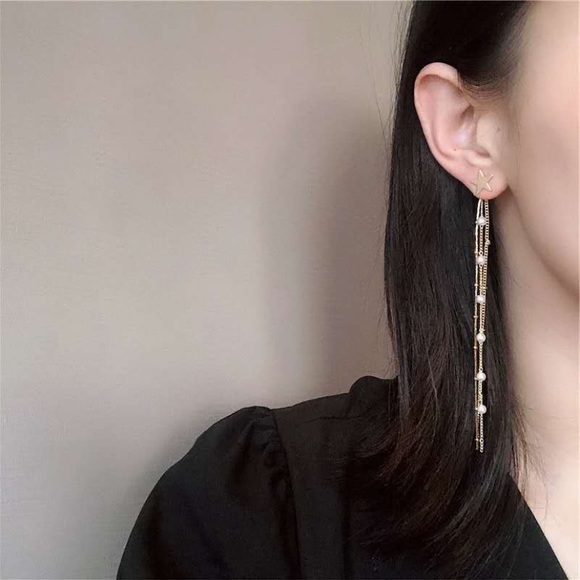 Shooting Star Pearls Start Drop Earrings - Picture 2 of 11